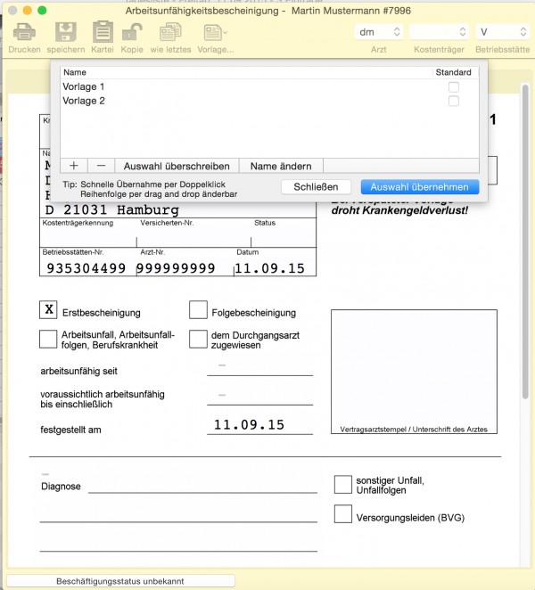 Mehrere Vorlagen Fur Ein Formular Speichern Tomedo Nutzerforum