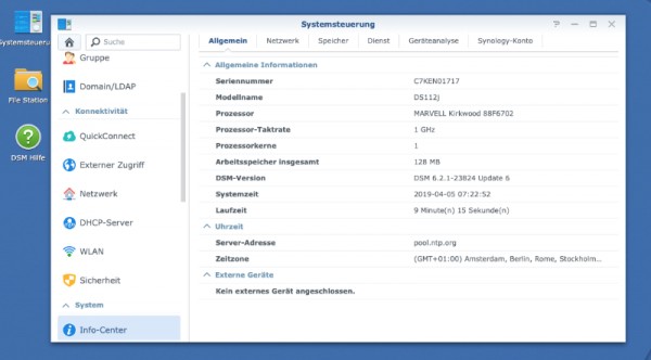 DS112j mit MARVELL Kirkwood 88F6702 und 128 MB Ram Version:DSM 6.2.1-23824 Update 6