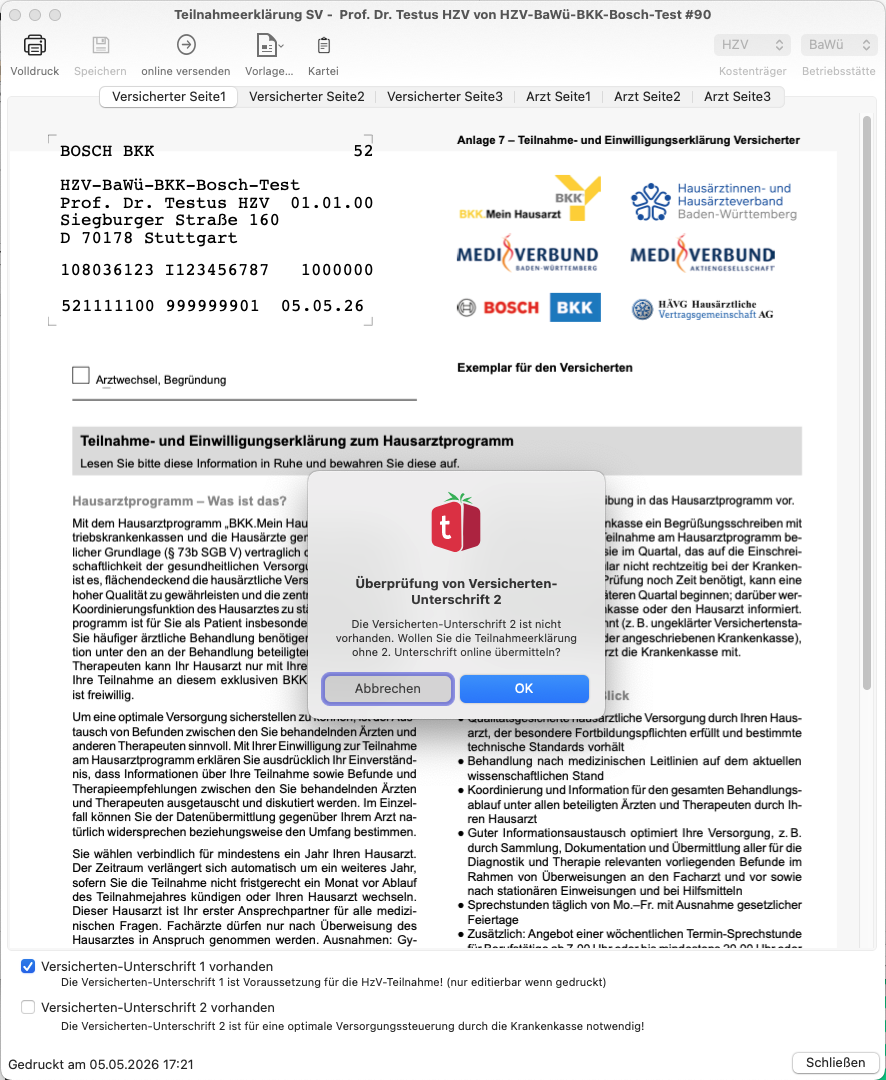 Prüfung Versichertenunterschrift 2