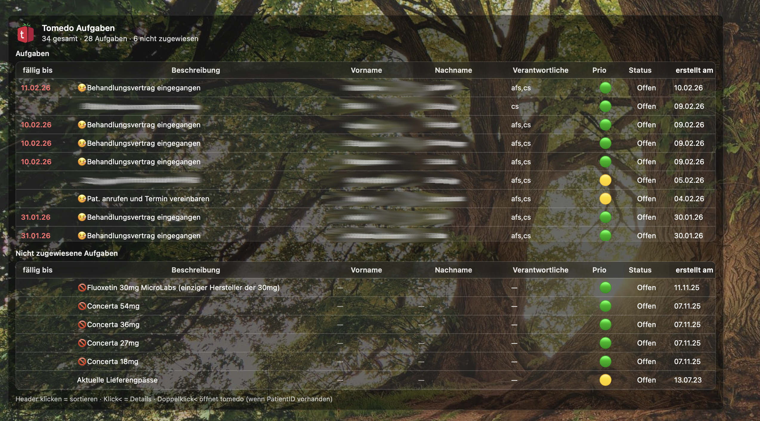 Widget: tomedo Aufgaben